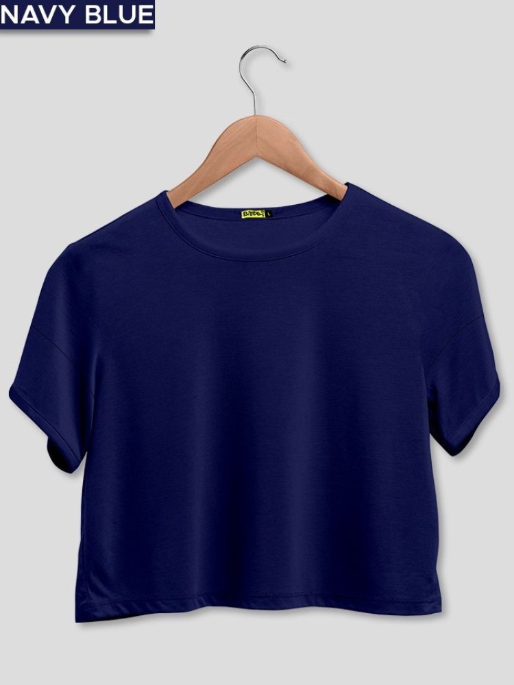 Pack of 2 Crop Top T-shirt Combo Navy Blue Bottle Green