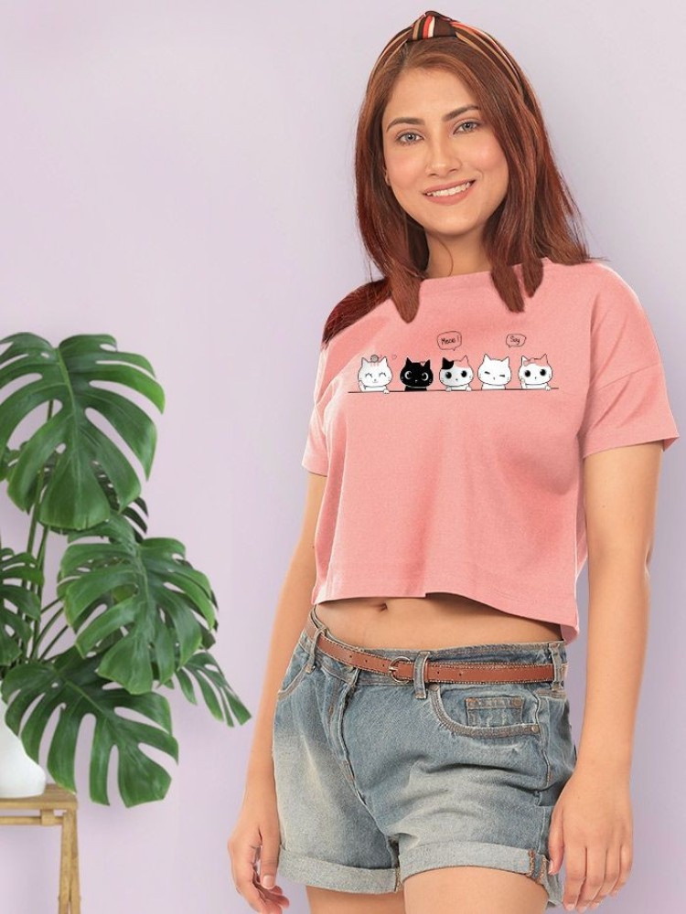 Cute Kittens Crop Tops T-shirt