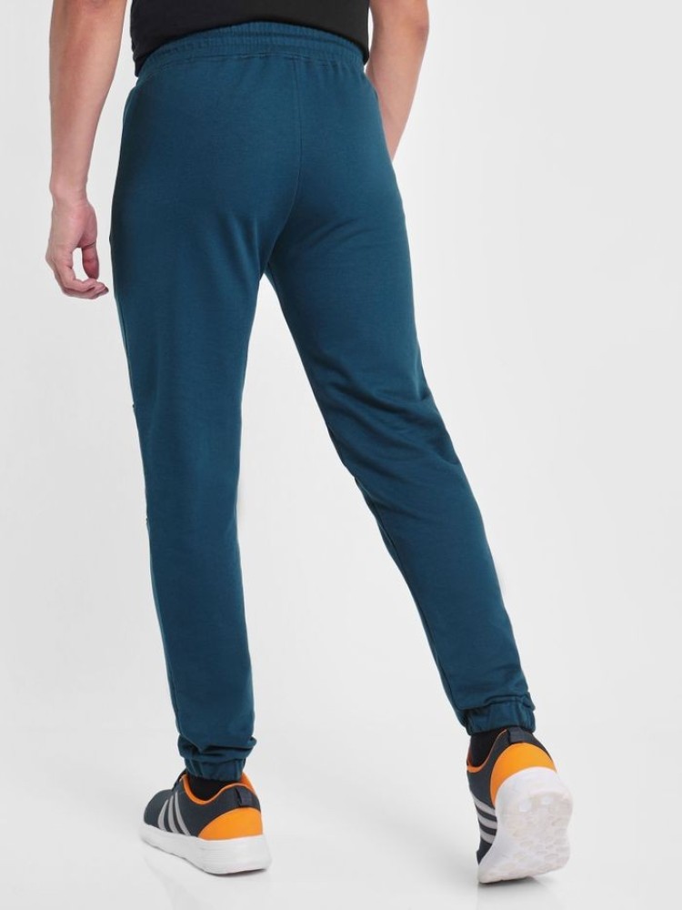 Solid Teal Blue Knitted Men Jogger
