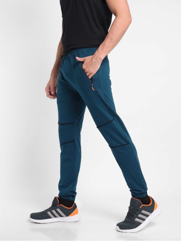 Solid Teal Blue Knitted Men Jogger