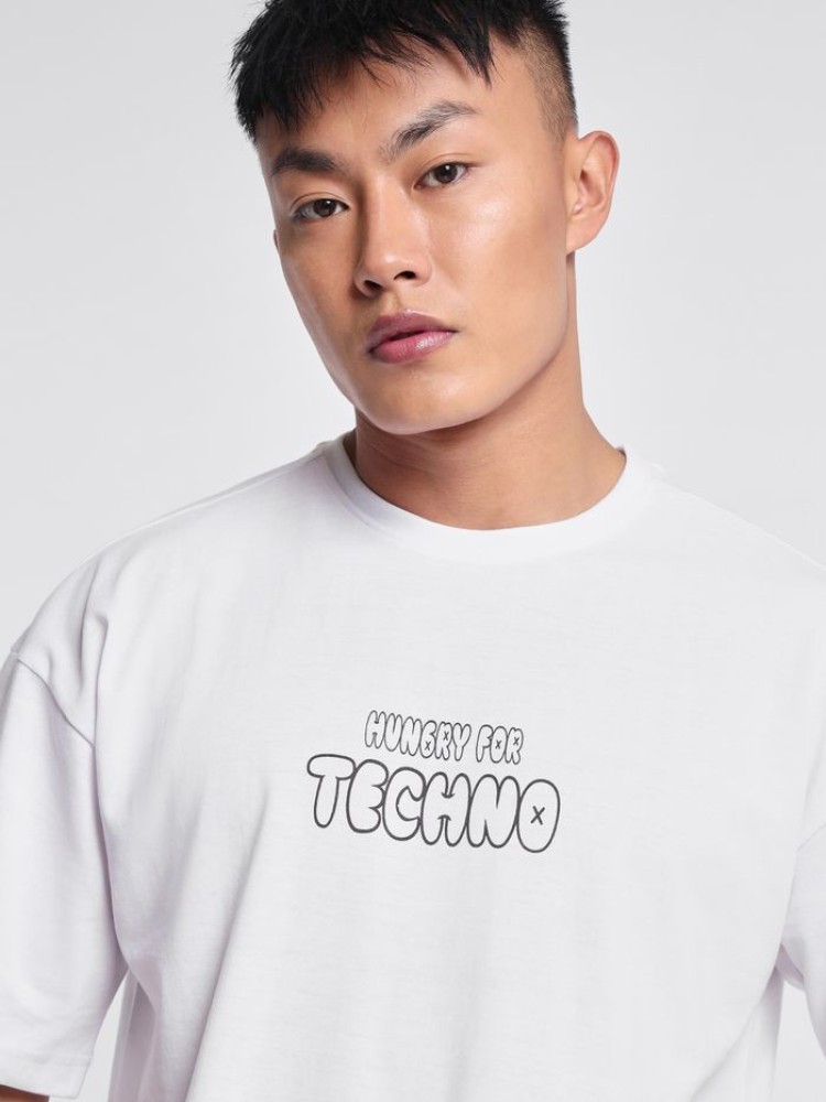 Hungry for Techno Printed Oversized T-shirt for Men