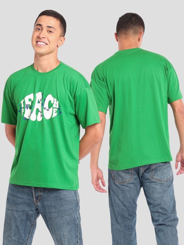 Teach Peace Printed Oversized T-shirt for Men
