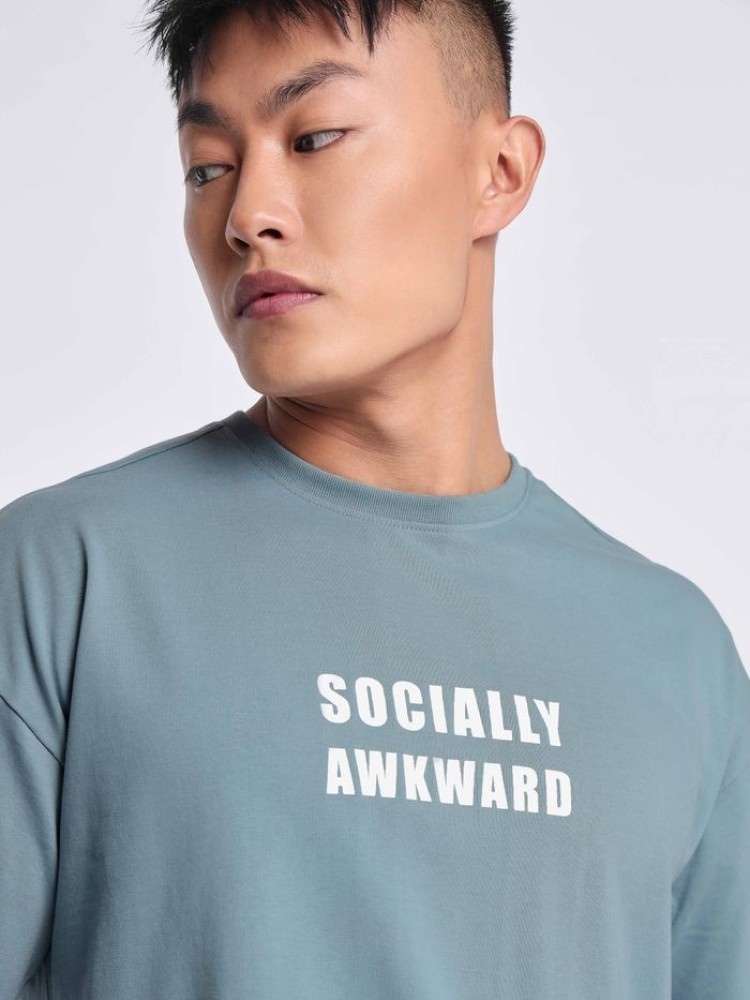 Socially Awkward Printed Oversized T-shirt for Men