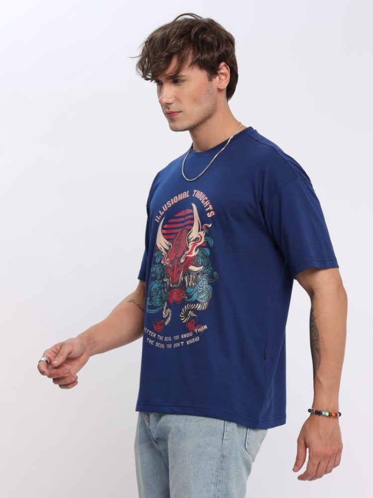 Illusional Thoughts Printed Oversized T-shirt for Men