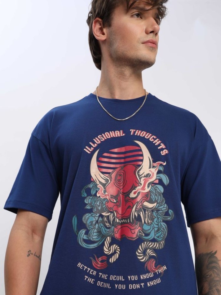 Illusional Thoughts Printed Oversized T-shirt for Men