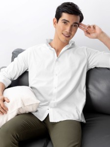 White - Cotton Solid Shirts For Men