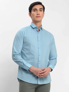 Sky Blue - Cotton Solid Shirts For Men