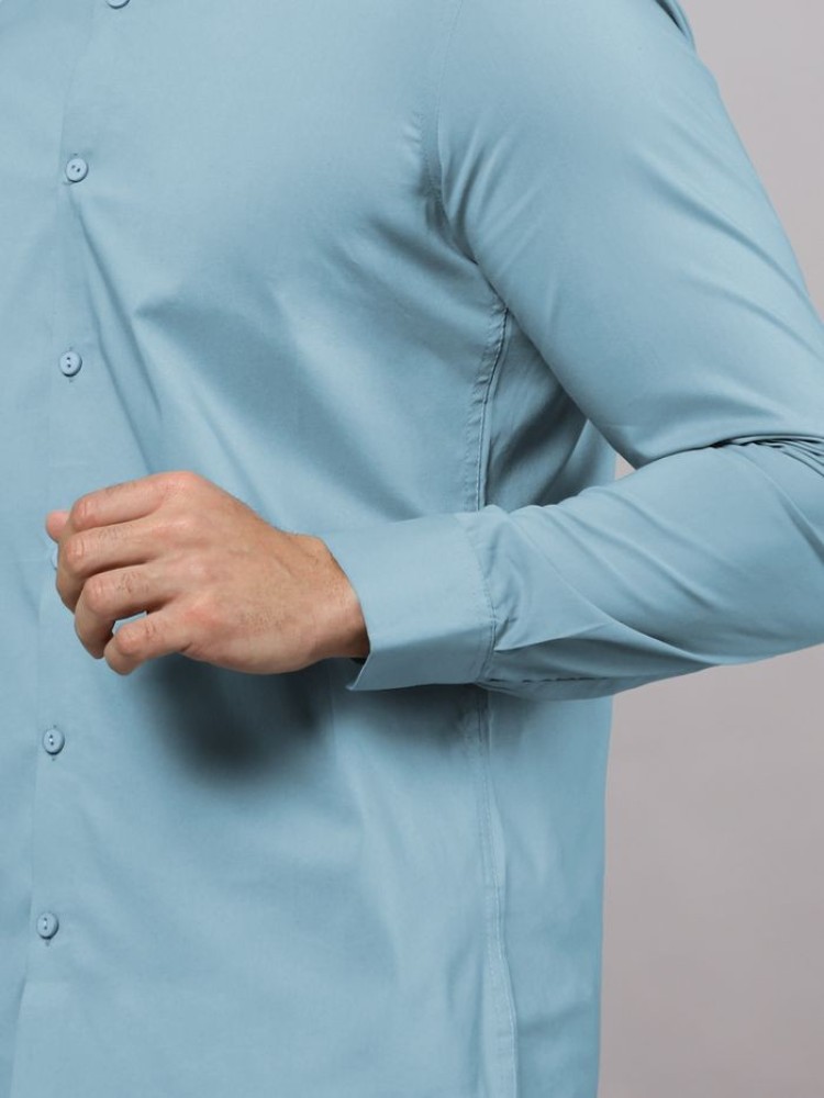 Sky Blue - Cotton Solid Shirts For Men