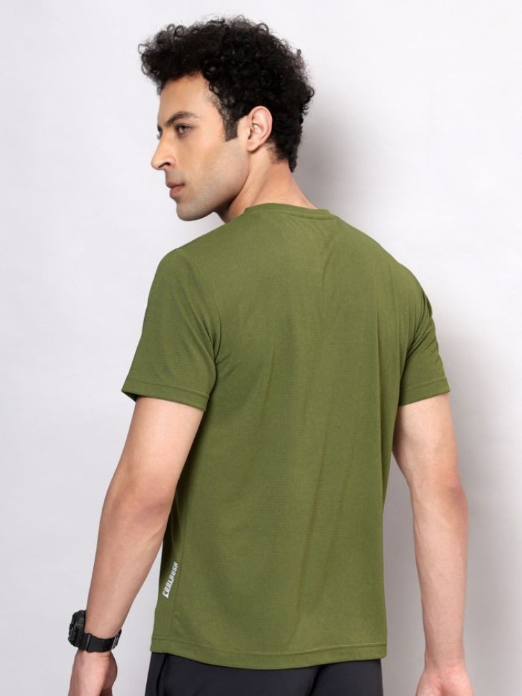 Cool Rush: Olive Green Men Active T-shirt