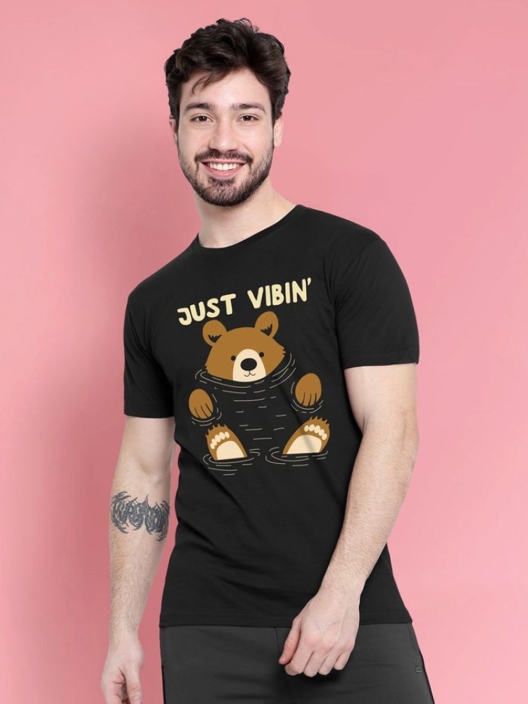 Just Vibin Half Sleeve T-shirt for Men