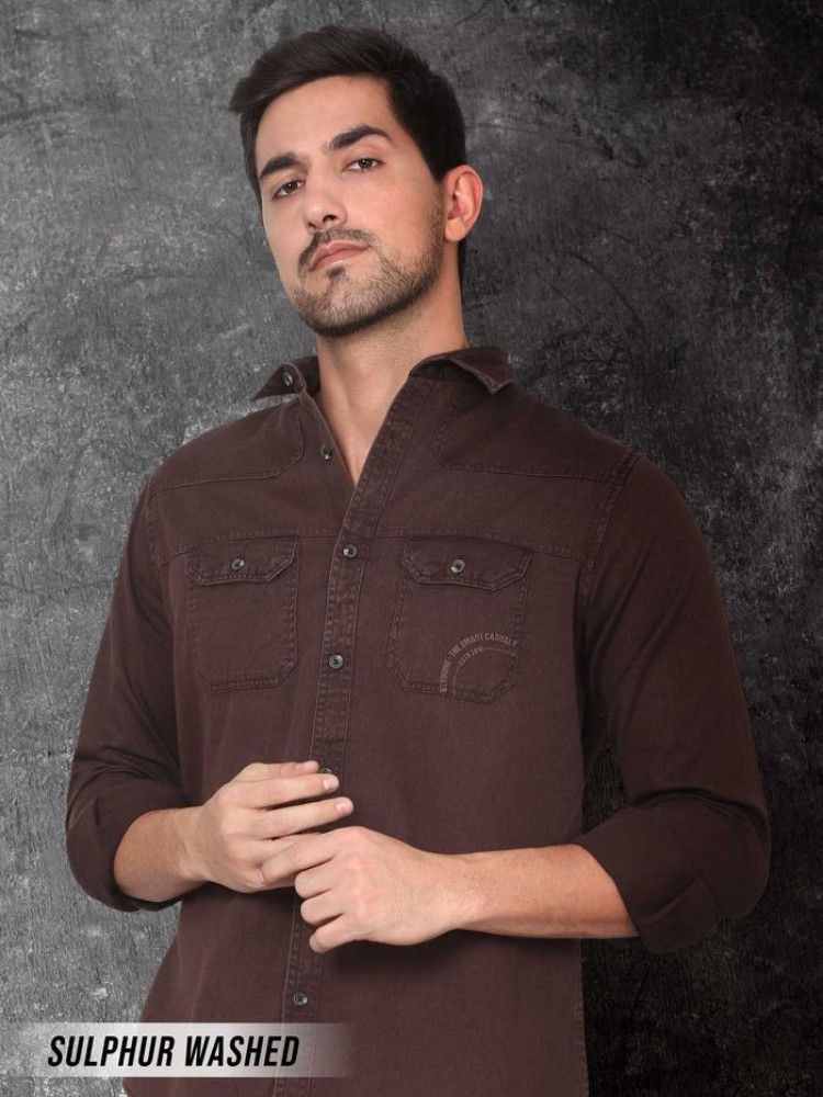 Rustic Maroon Sulphur Twill Shirt for Men