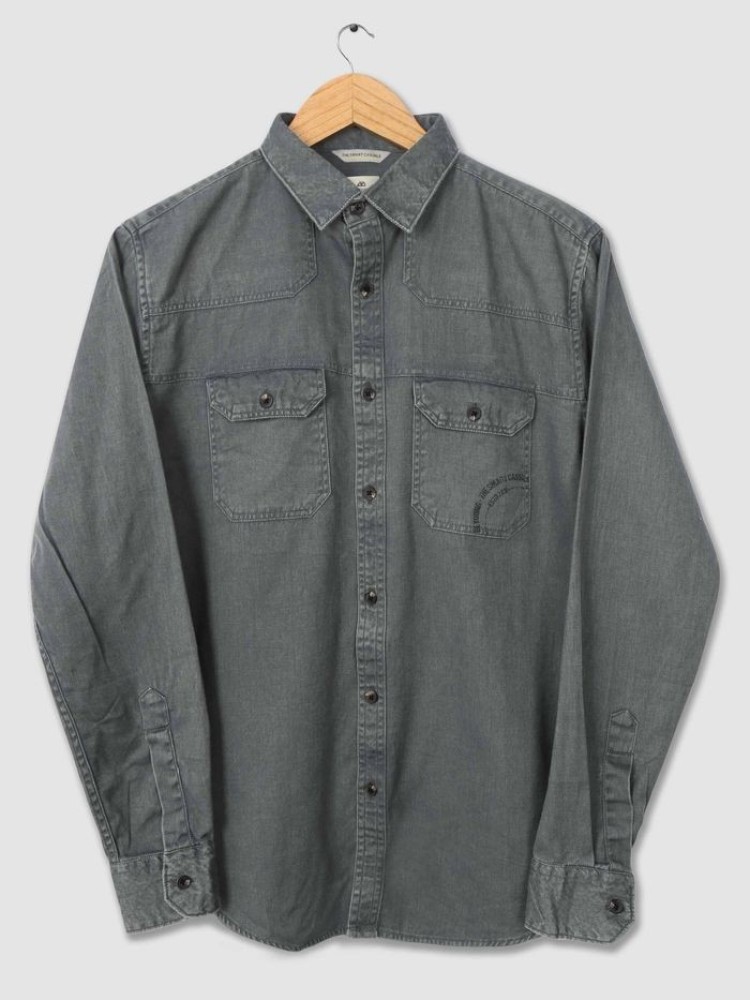 Steel Grey Sulphur Twill Shirt for Men