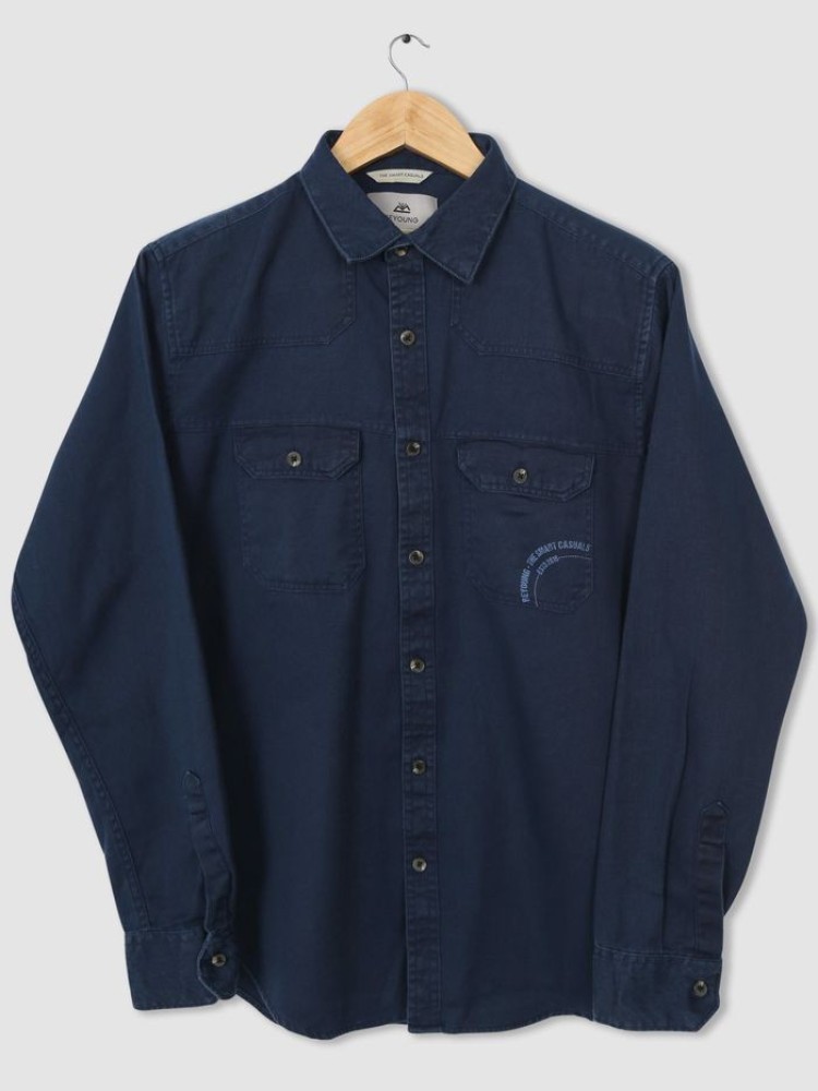 Navy Blue Sulphur Twill Shirt for Men