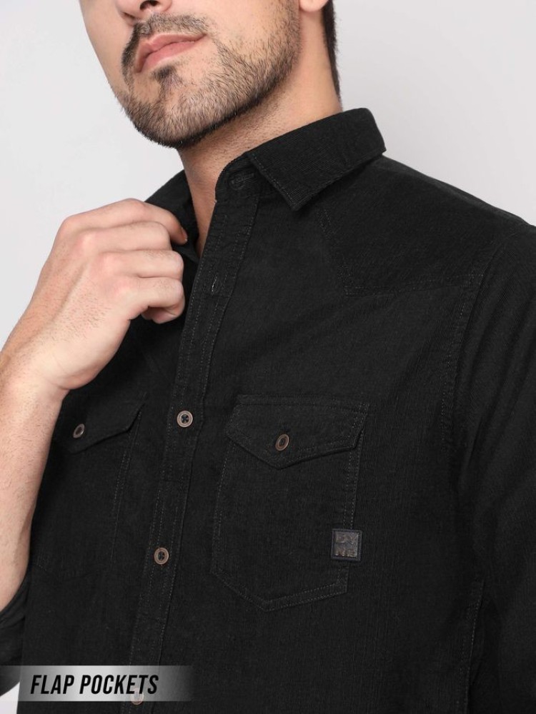 Black Corduroy Shirt for Men