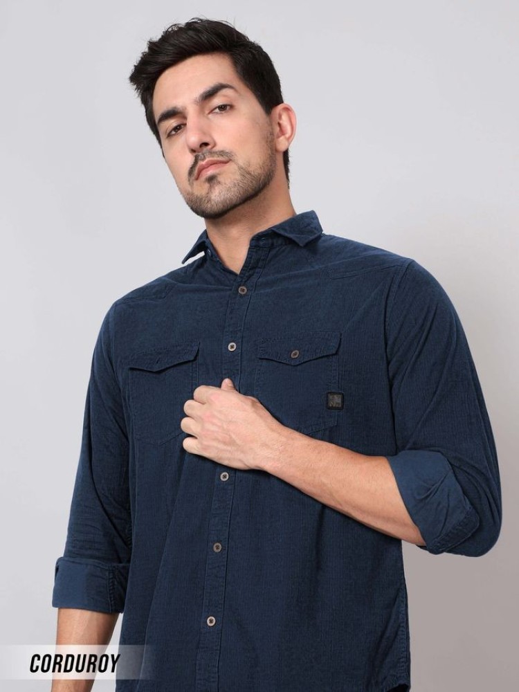 Dark Blue Corduroy Shirt for Men
