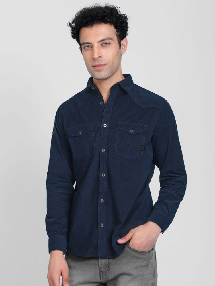 Dark Blue Corduroy Shirt for Men