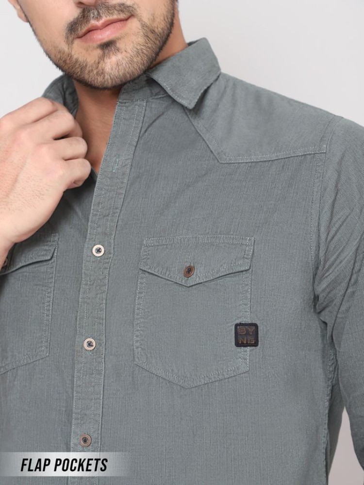 Stone Grey Corduroy Shirt for Men