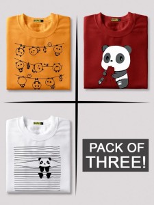 Pack of 3 - Panda Printed Combo T-shirt